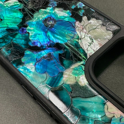 適用於 iPhone 16 的珍珠母貝風格個人化天然貝殼手機殼，柔軟，花卉圖案，防震保護套，044B 第3張的照片