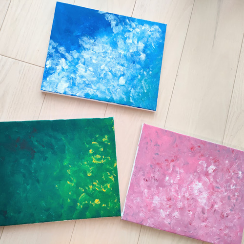 1点のみ 「 青い森の楽園 NO.2 」原画 絵画 キャンバス 油彩
