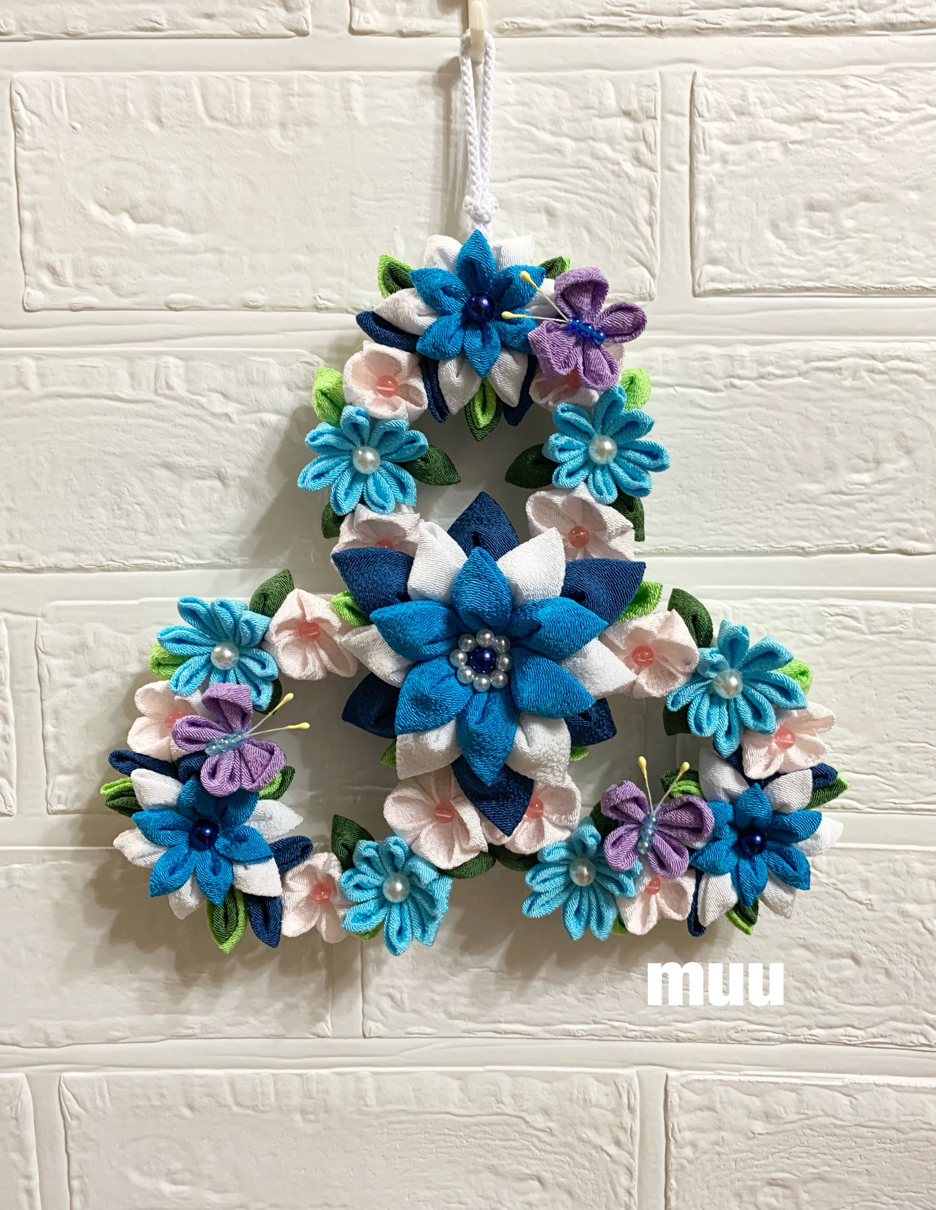 つまみ細工リース ＊クローバー型フラワーリース＊ リース muu