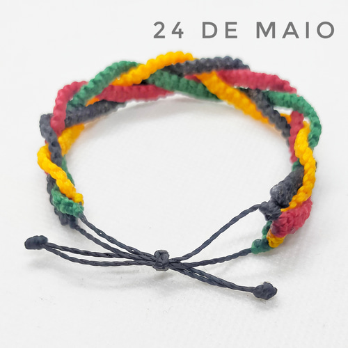 レゲエカラー4色三つ編みブレスレット(ブラジルマクラメ編み
