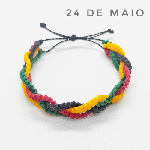 レゲエカラー4色三つ編みブレスレット(ブラジルマクラメ編み