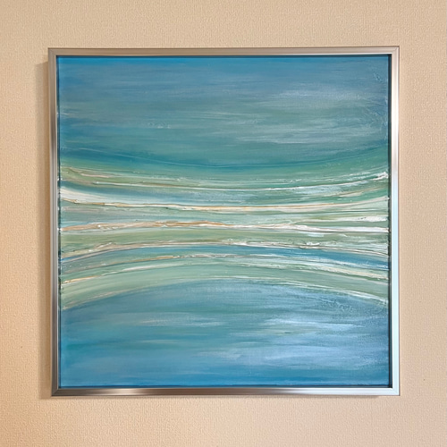 original abstract art青緑色の抽象画 アクリル画 青緑色の抽象画 『森の向こう側』 - メルカリ