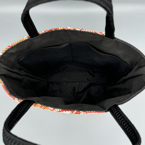 着物 帯 リメイク ハンドメイド トートバッグ 黒 帯締め トート