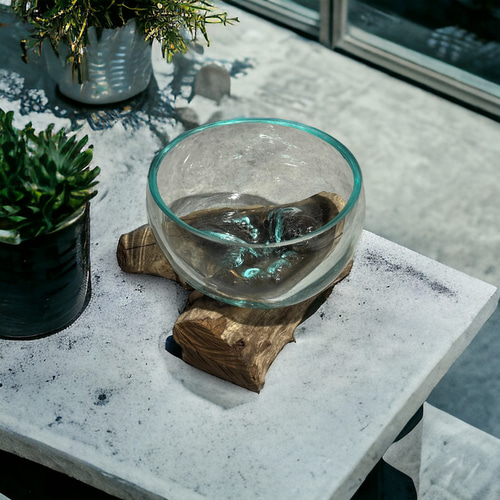 バリ島インテリア雑貨✨ wood glass wide M 流木インテリア 流木