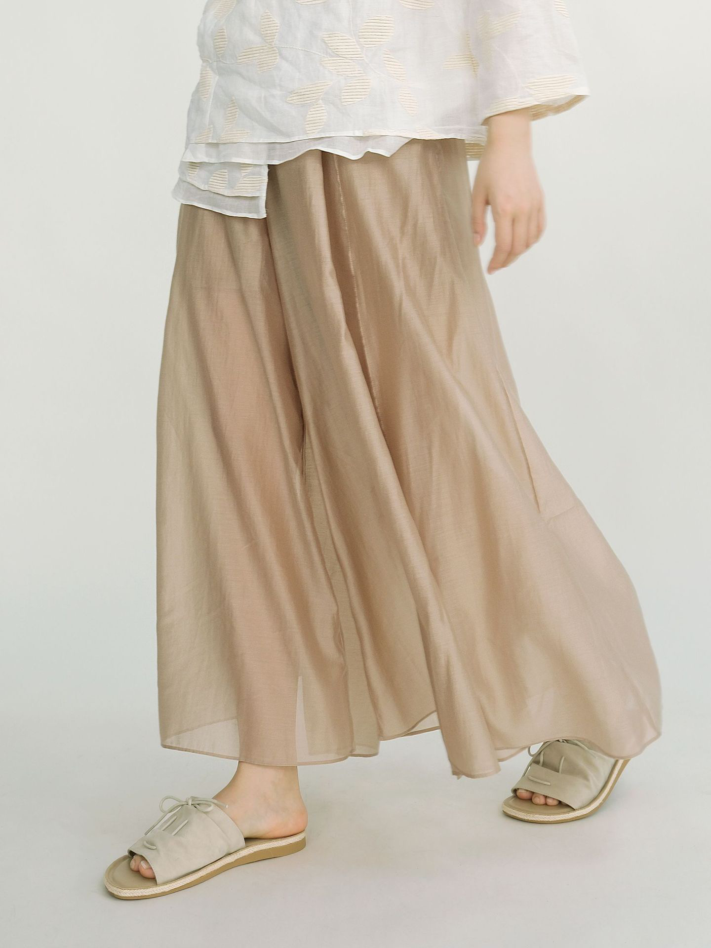 【受注製作】手染丝綿手作幅広・ワイドパンツKT098