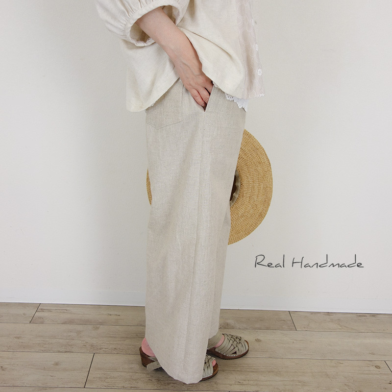 [予約販売] ナチュラルベージュリネンワイドパンツ 11,220円
