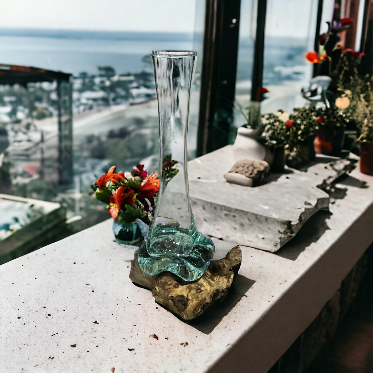 バリ島インテリア雑貨✨ wood glass Flower base 流木インテリア　流木オブジェ　流木アート