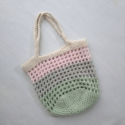 パステルカラーのネットバッグ 方眼編み トートバッグ Deux Soeurs ＊A  