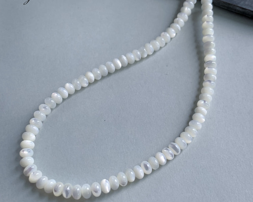 マザーオブパール ホワイト ロンデル6×6×4mm 15粒 天然石パーツ 天然石