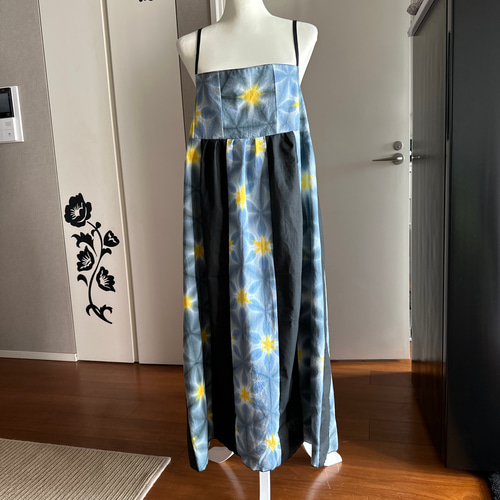 雪花絞り☆褒められワンピース着物リメイク 浴衣リメイクワンピース手染め