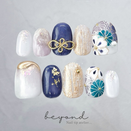 振袖ネイル 和柄ネイル ネイルチップ 振袖ネイル 袴ネイル 成人式ネイル 卒業式ネイル