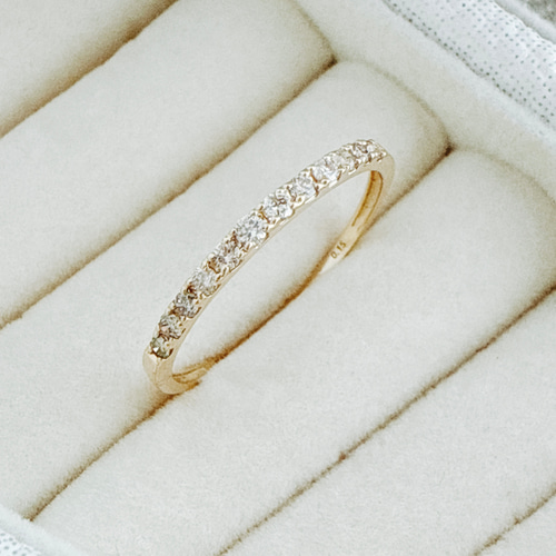 18金【ハーフエタニティリング 天然ダイヤモンド0.15ct】++ 9～17号 ++