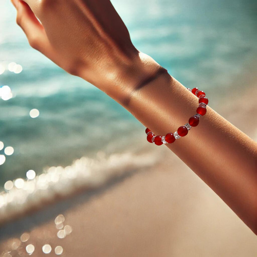カーネリアンと水晶の女性力アップブレス カーネリアン 内径16cm 8mm