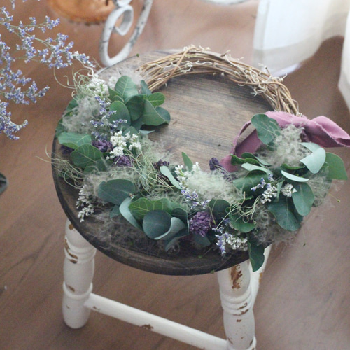 SALE】ユーカリとスモークツリーのハーフリース* * *ラッピング無料