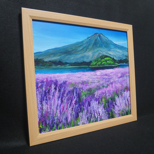 油絵 油彩 油彩画 絵 絵画【富士山とラベンダー】 絵画 HR