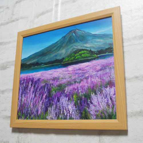 油絵 油彩 油彩画 絵 絵画【富士山とラベンダー】 絵画 HR