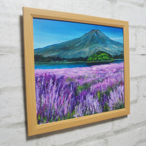 油絵 油彩 油彩画 絵 絵画【富士山とラベンダー】 絵画 HR