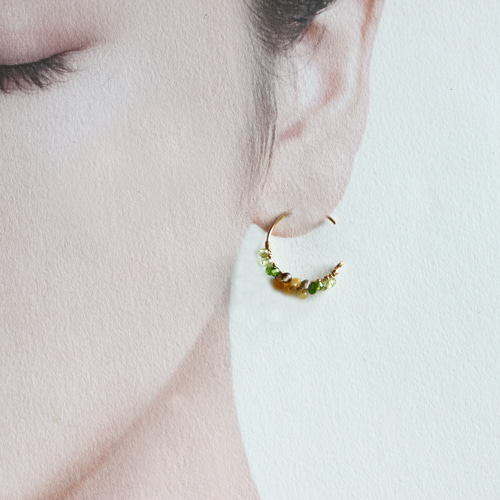 ひまわり イエローオニキス スモーキークォーツ ペリドット フック