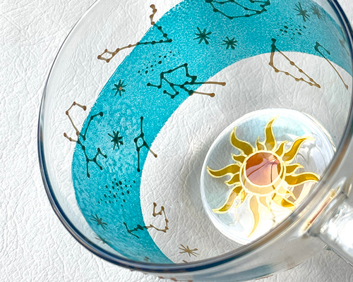 即配送/ラッピング無料】キラキラ煌めく12星座たち 耐熱マグ 手描き