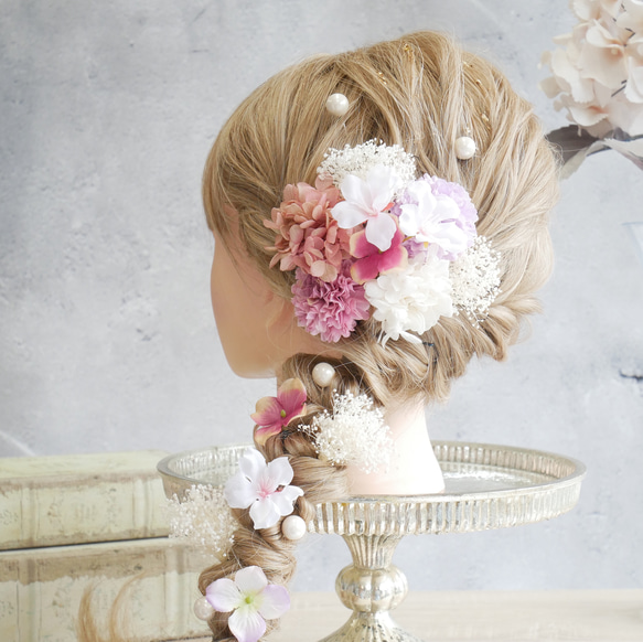 A340 マム 髪飾り 浴衣 七五三 成人式 卒業式 振袖 袴 夏祭り ピンク