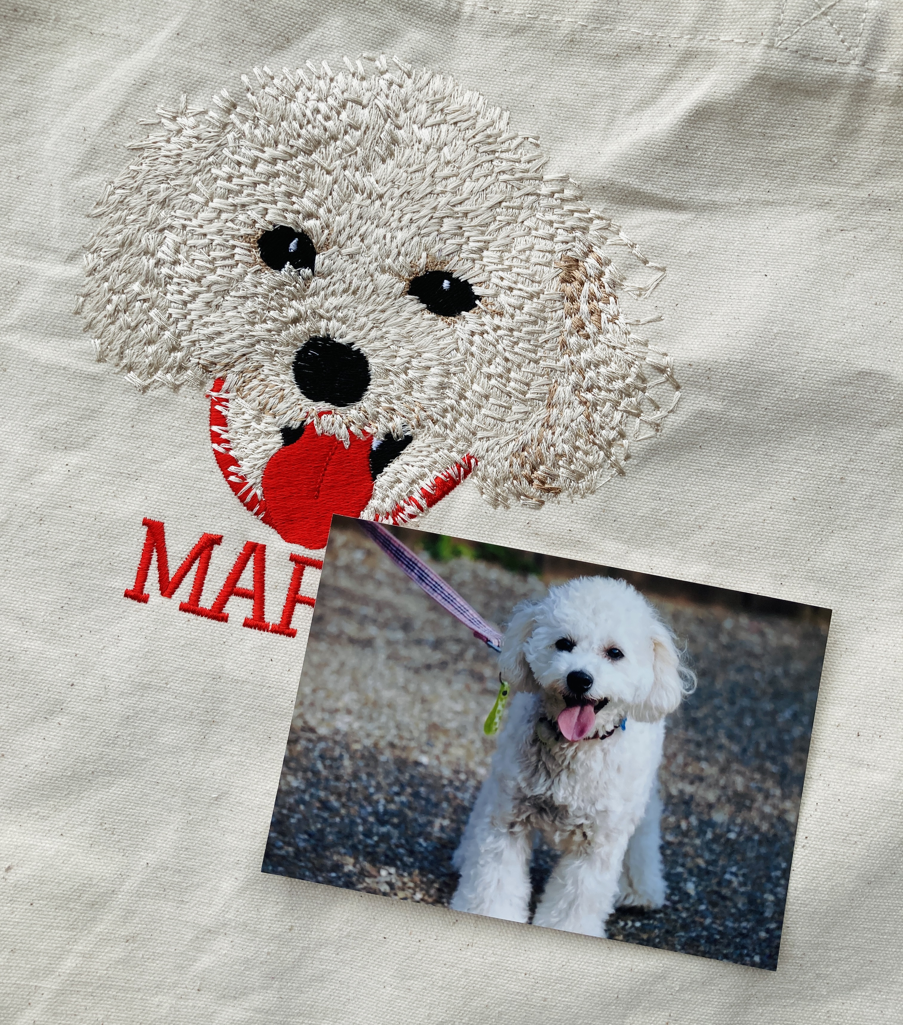 【受注製作】愛犬 うちの子 ワッペン オーダーメイド オリジナル 刺繍 トートバッグ