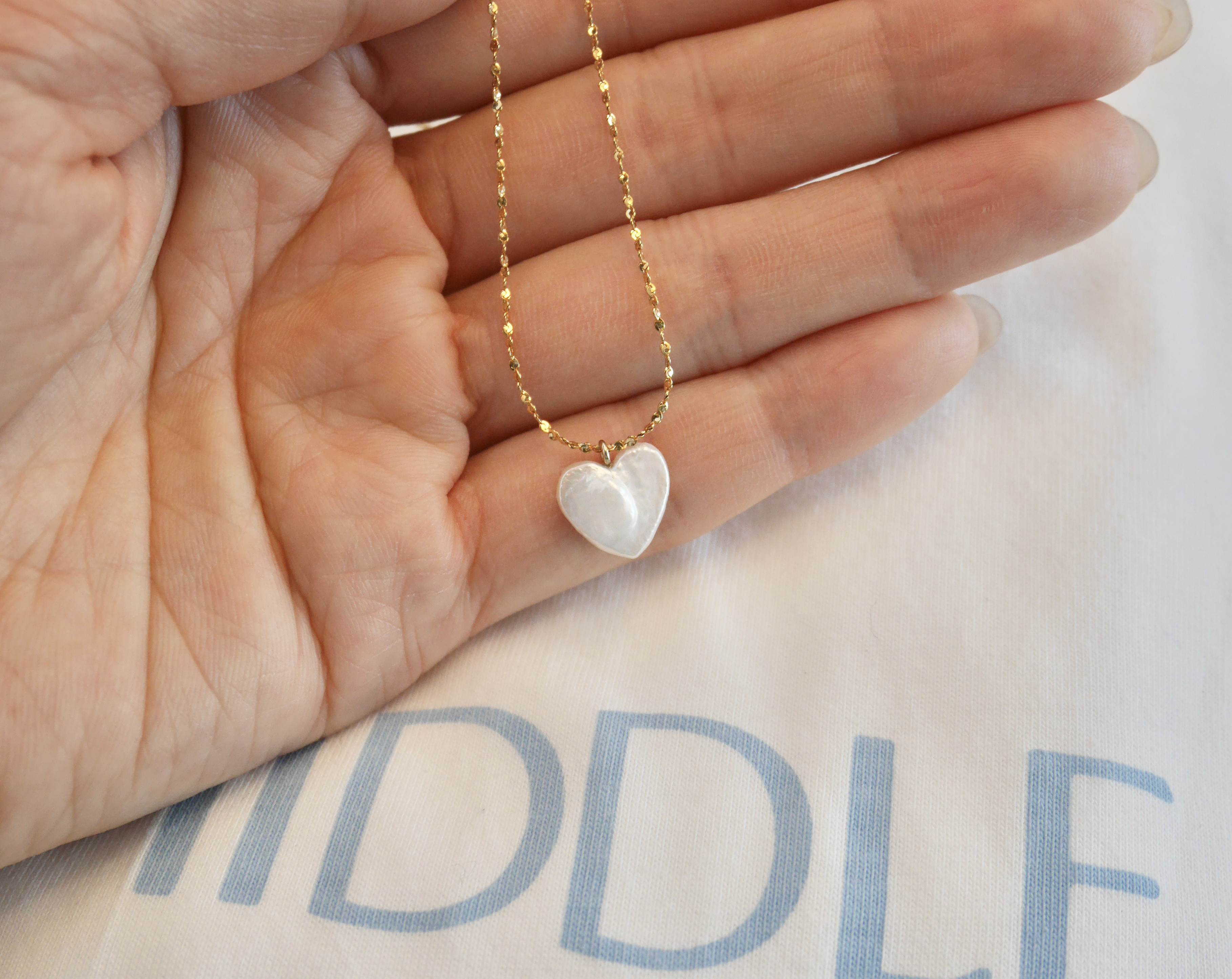 ハート淡水パールペンダント♡金属アレルギー対応　　商品番号　L16