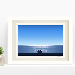 k*u様 函館八幡坂の水彩画 F30号サイズ 初夏の函館湾