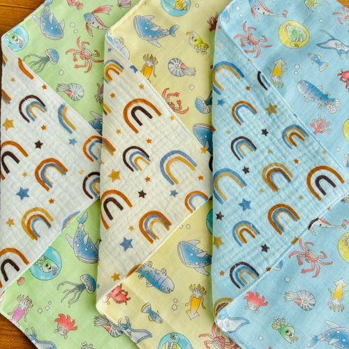 男の子柄生地見本】ハーフガーゼハンカチ ハンカチ ループタオル