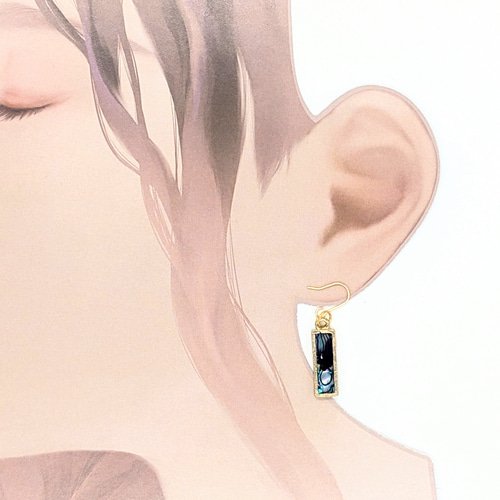 青螺鈿の短冊ピアスイヤリング1443#男性 イヤリング・ノンホールピアス