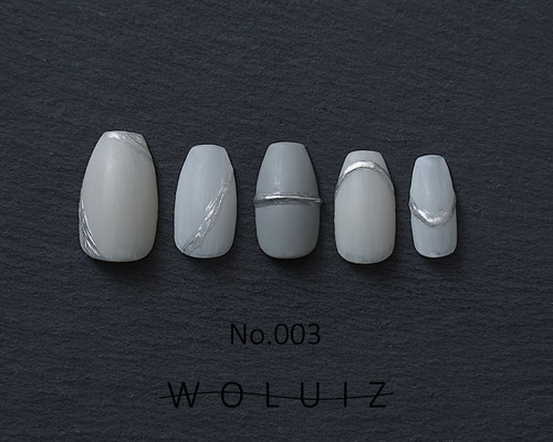 【No.040】ネイルチップ♡グレーネイル♡ニットネイル♡マットコート スモーキーカラーのマットなニットネイル ネイルチップ（つけ爪