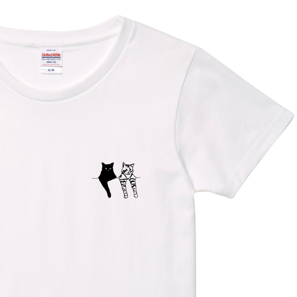 【たいくつな猫達】Tシャツ 黒猫 キジトラ 7サイズ 猫柄 ホワイト コットン プレゼント シルクスクリーン 1枚目の画像