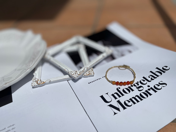 【期間限定SALE 700円OFF】カーネリアンとメタルパーツの チャーム付きブレスレット　天然石 264 12枚目の画像