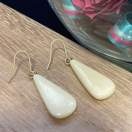 ☆本象牙ピアス（ステンレス使用） ※AK-6 ピアス（フック・チェーン