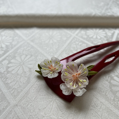 正絹羽二重つまみ細工 大人の塗りかんざし 桜 かんざし ふひと 通販 