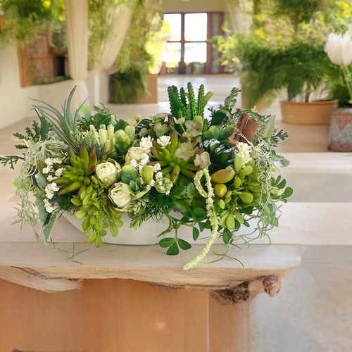 光触媒 多肉のアレンジメント フェイクフラワー サマーアレンジ 玄関