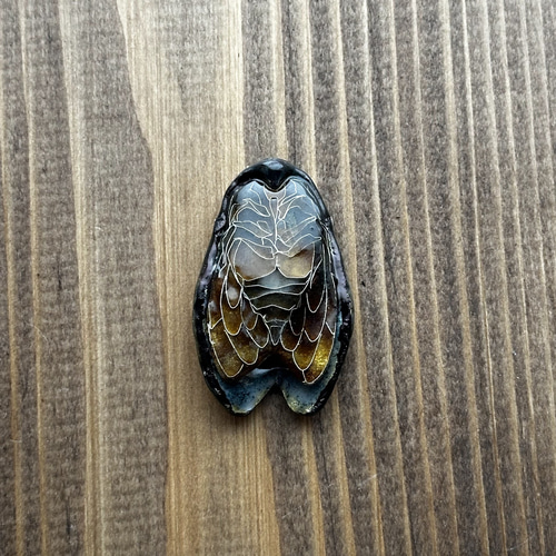 ◆美術品 中国 元時代◆副葬品 金属に七宝製 蝉（セミ）2個、表が蝶 裏が神1個 ◇美術品 中国 元時代◇副葬品 金属に七宝製 蝉（セミ）2個、