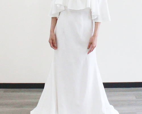 送料無料！パーティードレス オフショルダー クレープ生地 ファスナー  