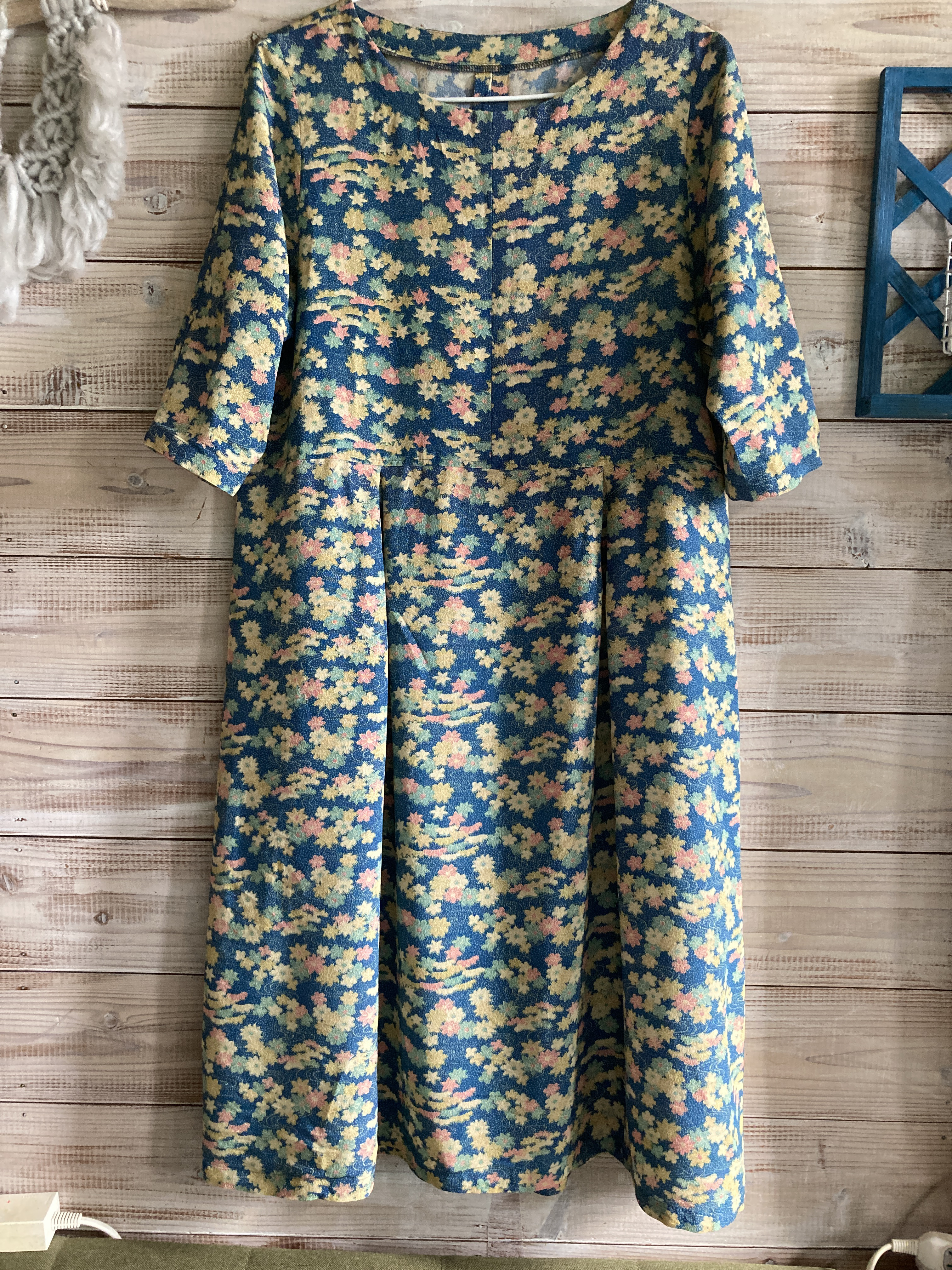 着物リメイク切り替えタックワンピース訳あり