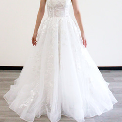 立体レースペアトップチュールAラインドレス (W319) ドレス