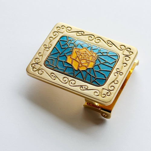 Rose 七宝焼のバックル 丹銅メタル七宝 小物・ファッション雑貨
