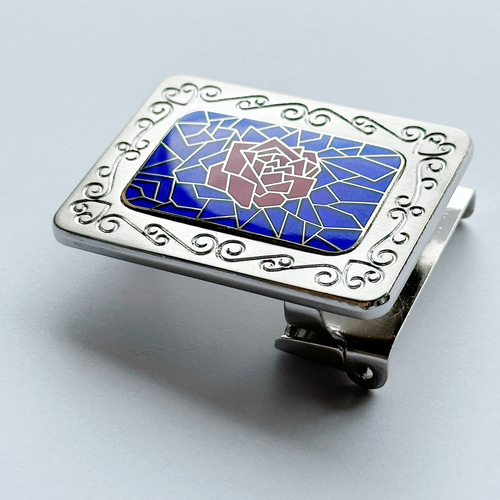Rose 七宝焼のバックル 丹銅メタル七宝 小物・ファッション雑貨
