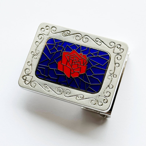 Rose 七宝焼のバックル 丹銅メタル七宝 小物・ファッション雑貨