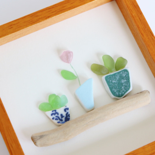 ガーデン｜シーグラスアート｜標本 ガラスアート 植物 インテリア