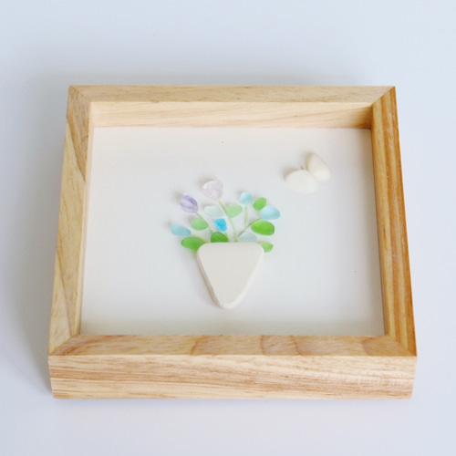 ちいさな花束｜シーグラスアート｜標本 ガラスアート 白 インテリア