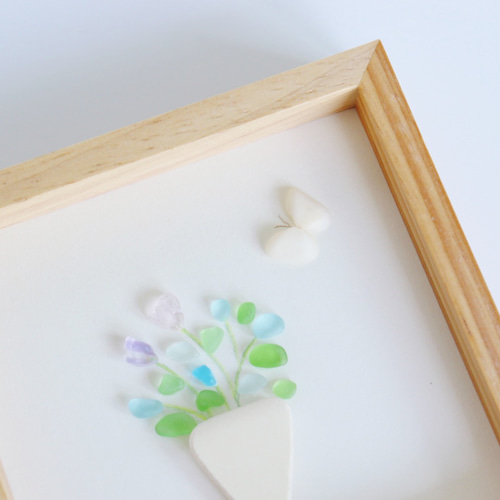 ちいさな花束｜シーグラスアート｜標本 ガラスアート 白 インテリア