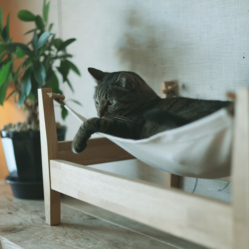 ねこハンモック （木製フレーム+布ハンモック） 通称：にゃんモック