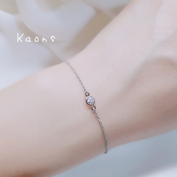 小さな4mmジルコニアブレスレットシンプルブレスレット　シルバーブレスレット 2枚目の画像