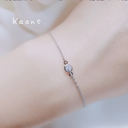 小さな4mmジルコニアブレスレットシンプルブレスレット　シルバーブレスレット 4枚目の画像
