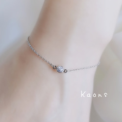 小さな4mmジルコニアブレスレットシンプルブレスレット　シルバーブレスレット 6枚目の画像