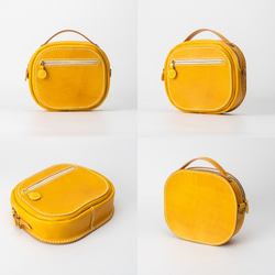 【切線】圓形/圓包，手工真皮單肩包，全手工縫製，兩用包，可手提或肩背 第2張的照片